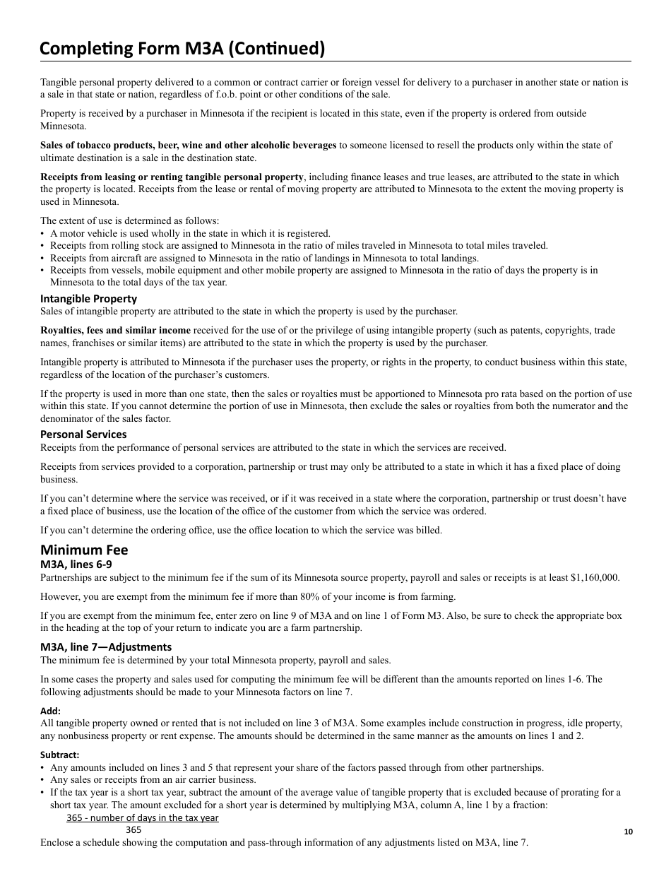 Instructions for Form M3 Partnership Return - Minnesota, Page 10