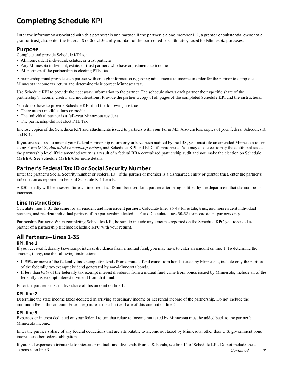 Instructions for Form M3 Partnership Return - Minnesota, Page 11
