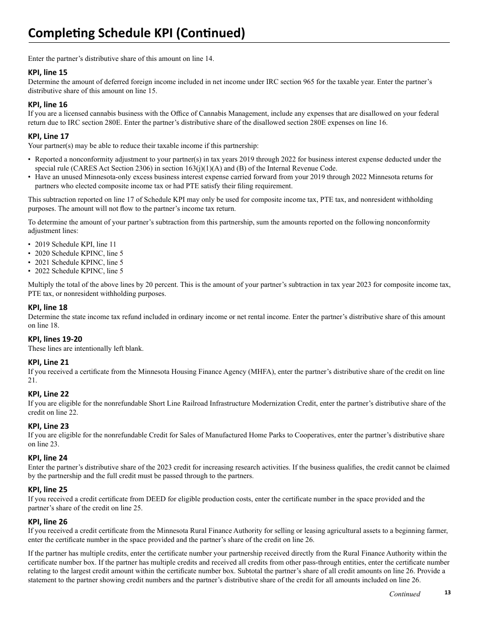 Instructions for Form M3 Partnership Return - Minnesota, Page 13