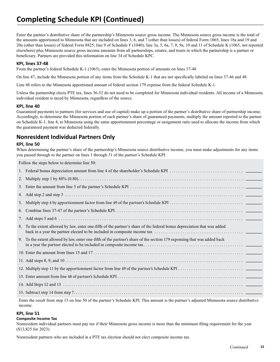 Instructions for Form M3 Partnership Return - Minnesota, Page 15