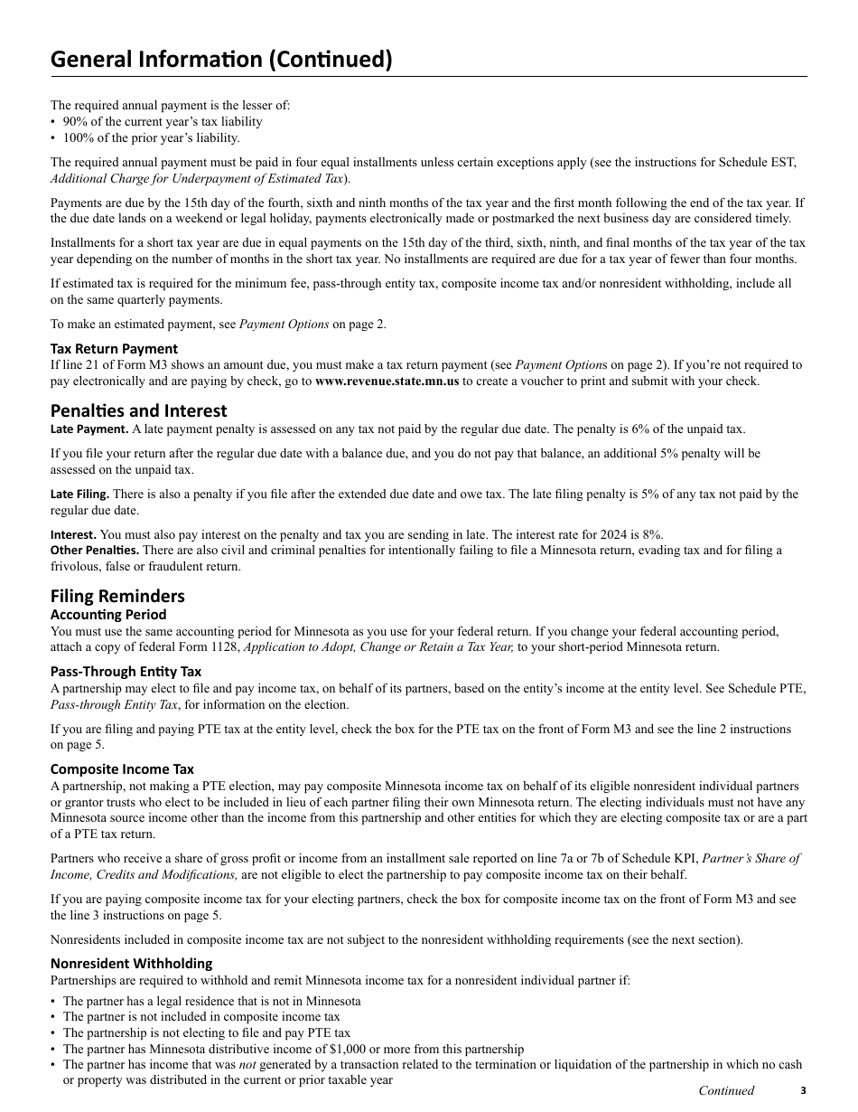 Instructions for Form M3 Partnership Return - Minnesota, Page 3