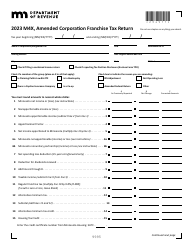 Form M4X Amended Corporation Franchise Tax Return - Minnesota