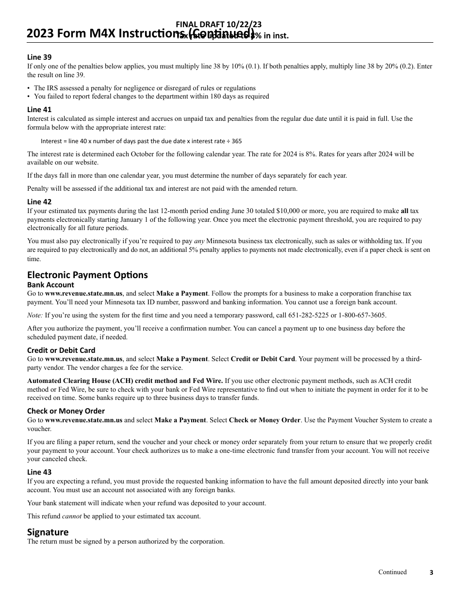 Form M4X Amended Corporation Franchise Tax Return - Minnesota, Page 8