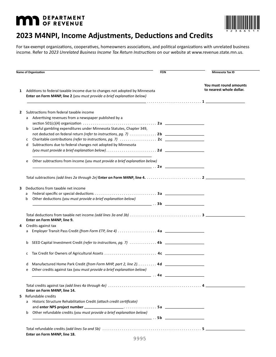 Form M4NP Unrelated Business Income Tax (Ubit) Return - Minnesota, Page 3