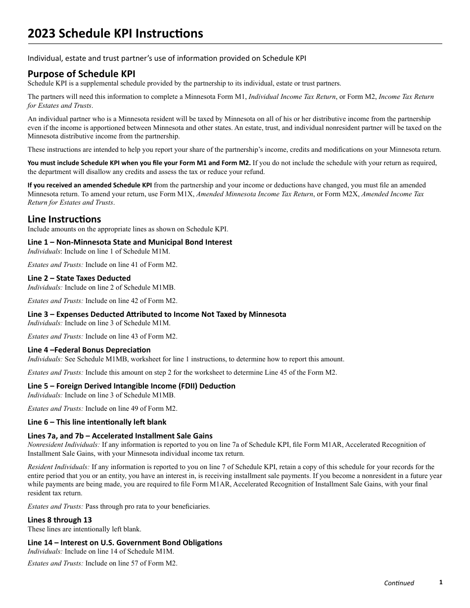 Schedule KPI Partners Share of Income, Credits and Modifications - Minnesota, Page 4