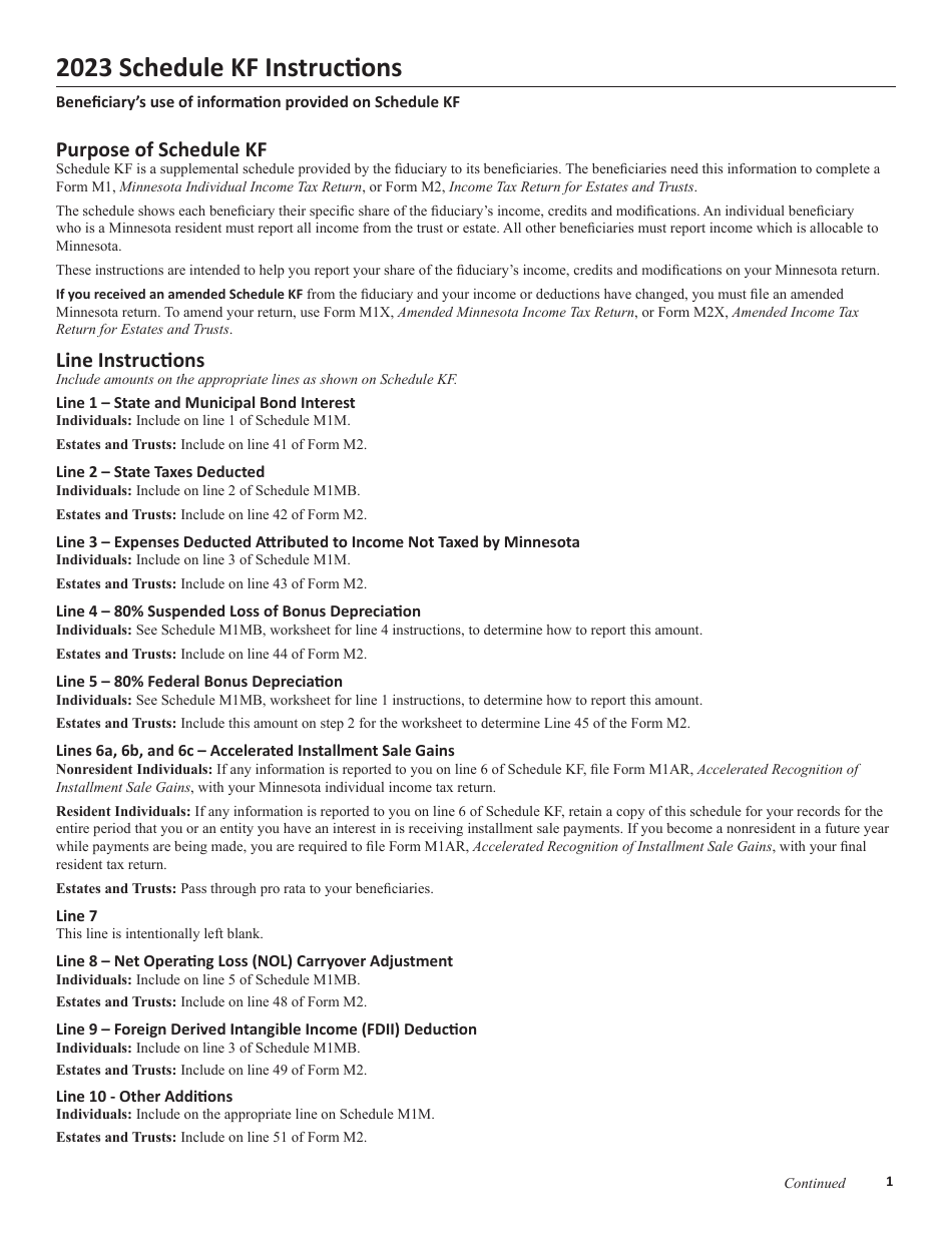 Schedule KF Beneficiarys Share of Minnesota Taxable Income - Minnesota, Page 4