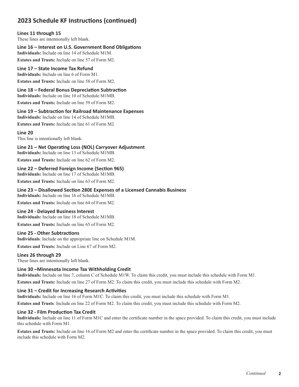 Schedule KF Beneficiarys Share of Minnesota Taxable Income - Minnesota, Page 5