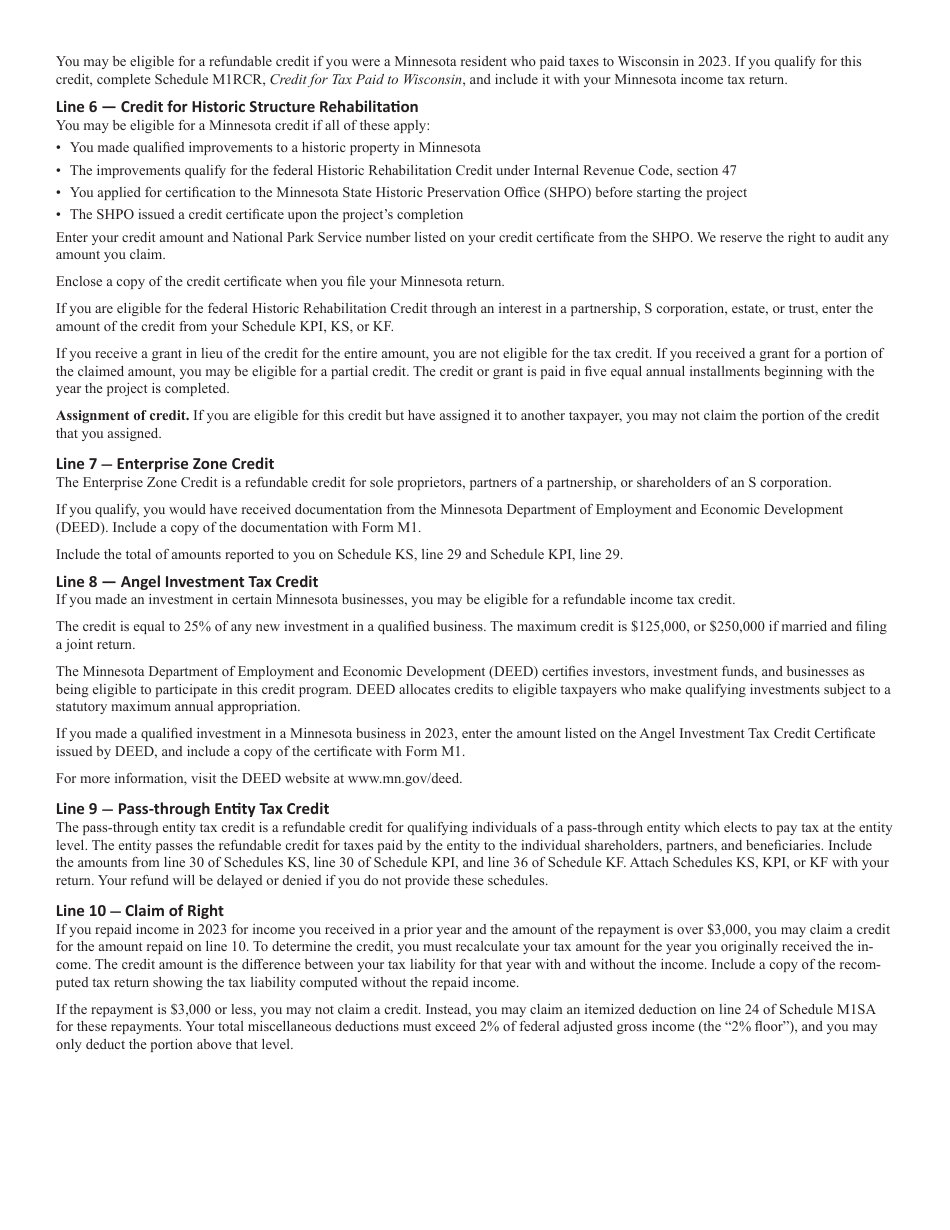 Schedule M1REF Refundable Credits - Minnesota, Page 3