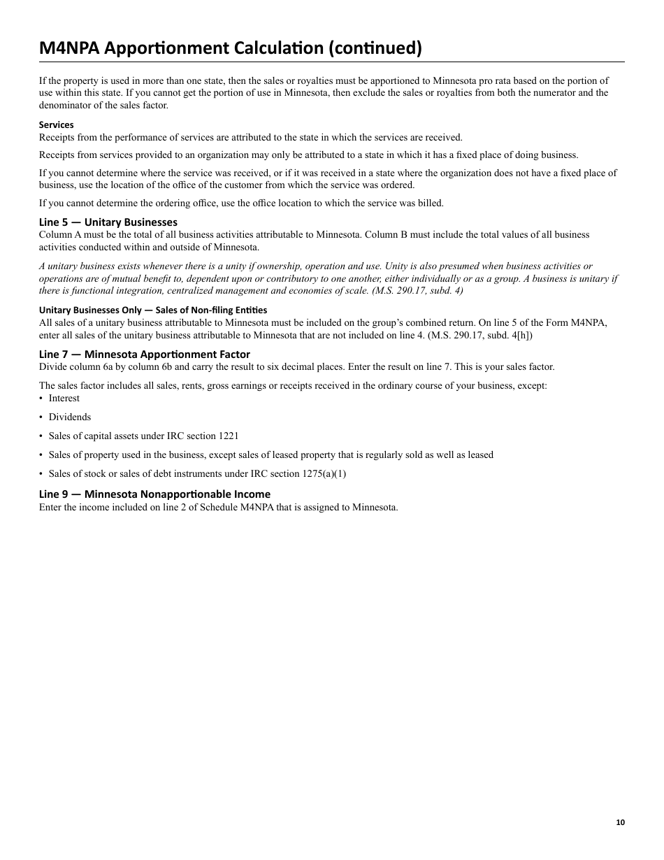 Instructions for Form M4NP, M4NPI, M4NPA - Minnesota, Page 10