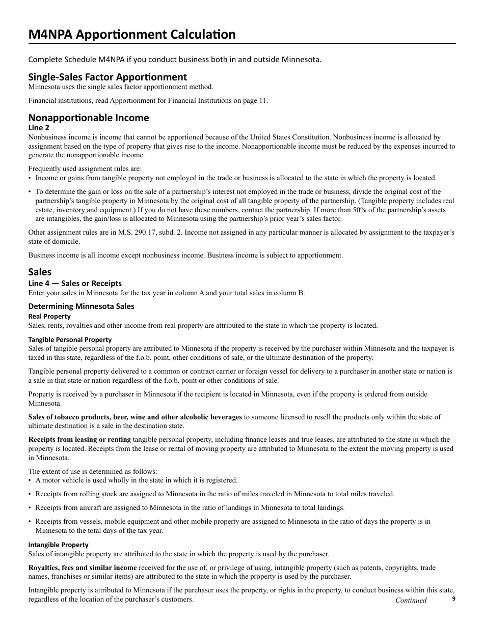 Instructions for Form M4NP, M4NPI, M4NPA - Minnesota, Page 9