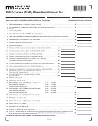 Document preview: Schedule M1MT Alternative Minimum Tax - Minnesota, 2023