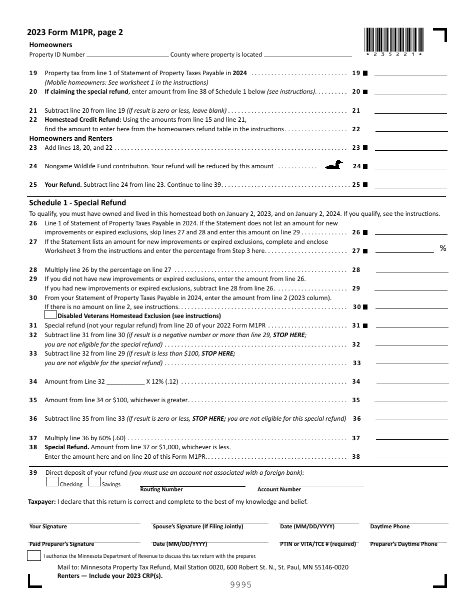 Form M1PR Homestead Credit Refund (For Homeowners) and Renters Property Tax Refund - Minnesota, Page 2