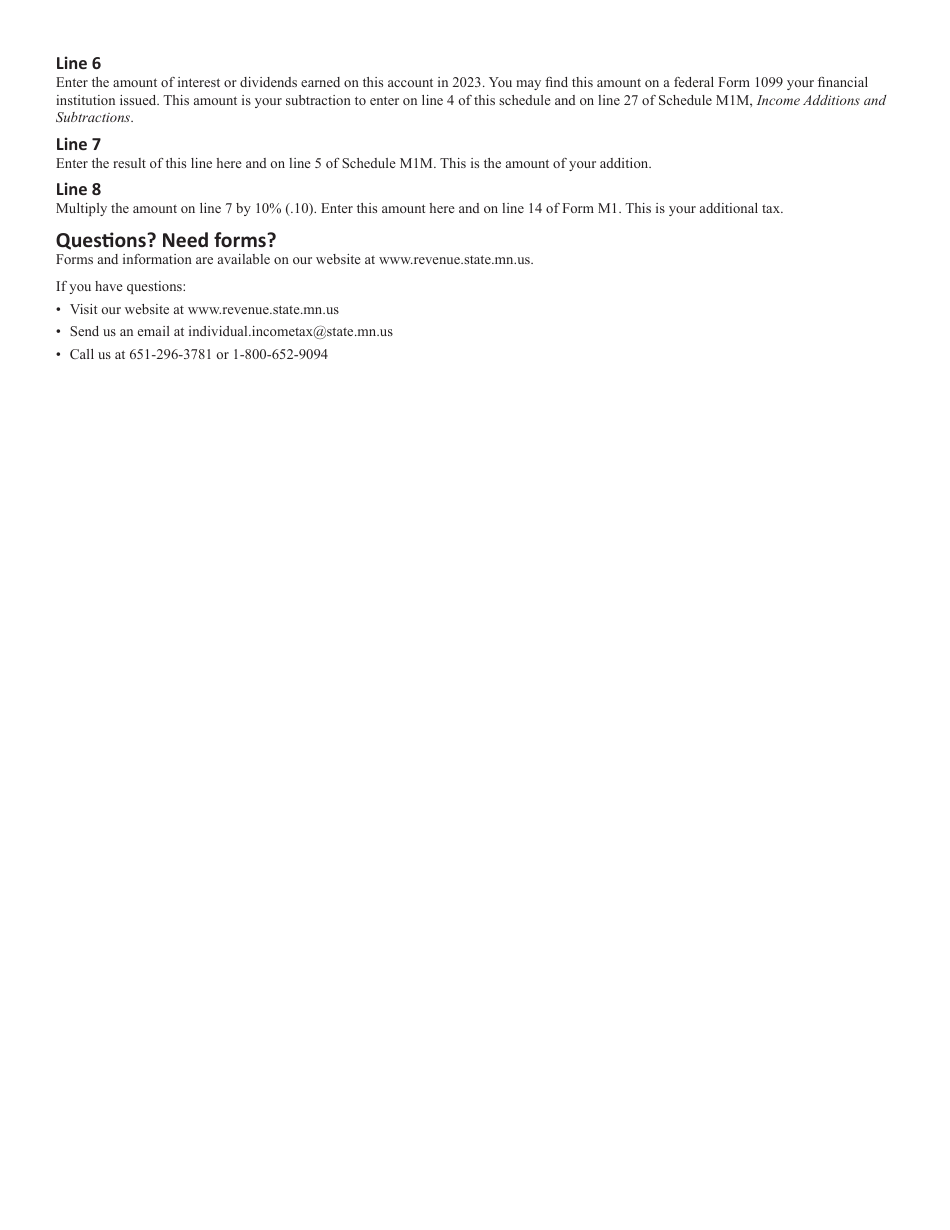 Schedule M1HOME First-Time Homebuyer Savings Account - Minnesota, Page 3