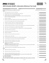 Document preview: Schedule M1MTC Alternative Minimum Tax Credit - Minnesota, 2023