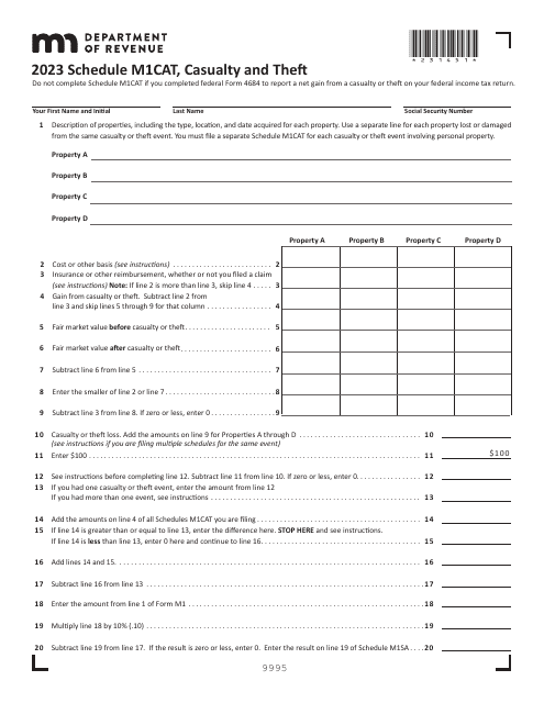 Schedule M1CAT 2023 Printable Pdf