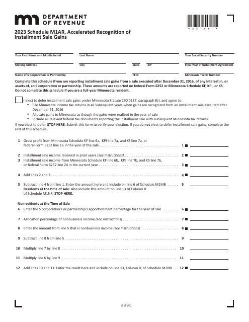 Schedule M1AR 2023 Printable Pdf