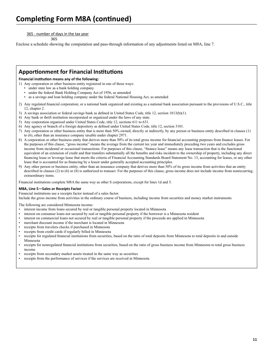 Instructions for Form M8 S Corporation Return - Minnesota, Page 11