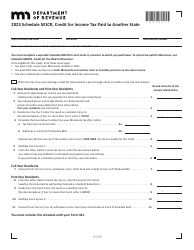 Document preview: Schedule M1CR Credit for Income Tax Paid to Another State - Minnesota, 2023