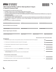 Schedule M1CMD Credit for Attaining Master&#039;s Degree in Teacher&#039;s Licensure Field - Minnesota