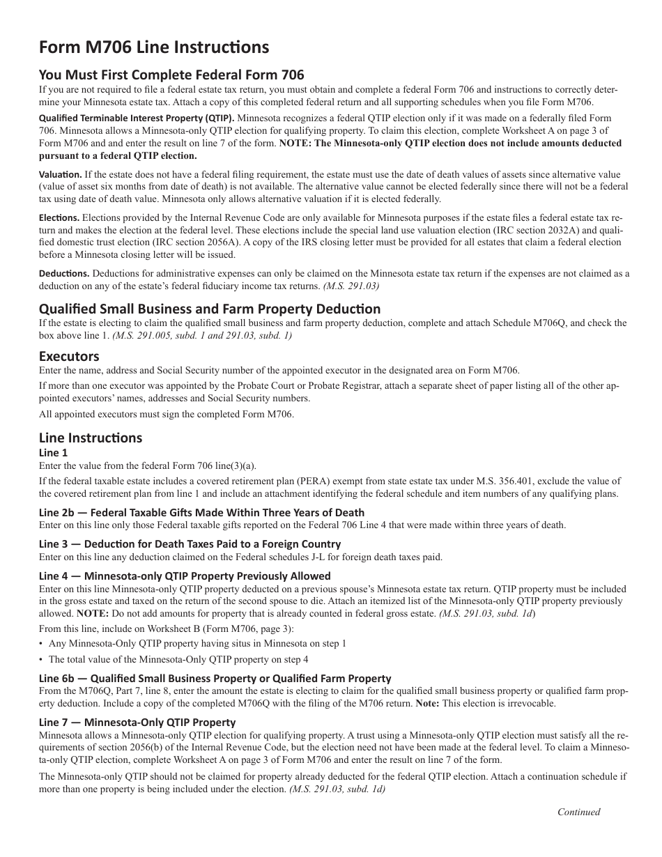 Instructions for Form M706 Estate Tax Return - Minnesota, Page 5