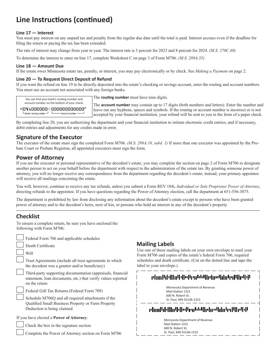 Instructions for Form M706 Estate Tax Return - Minnesota, Page 7