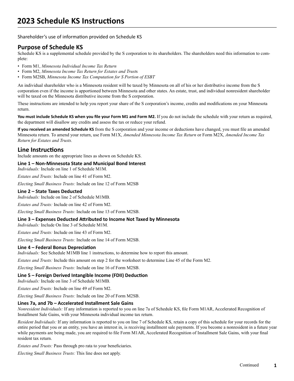 Schedule KS Shareholders Share of Income, Credits and Modifications - Minnesota, Page 4
