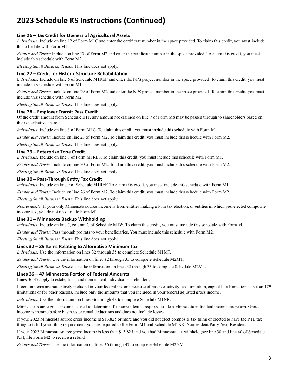 Schedule KS Shareholders Share of Income, Credits and Modifications - Minnesota, Page 6