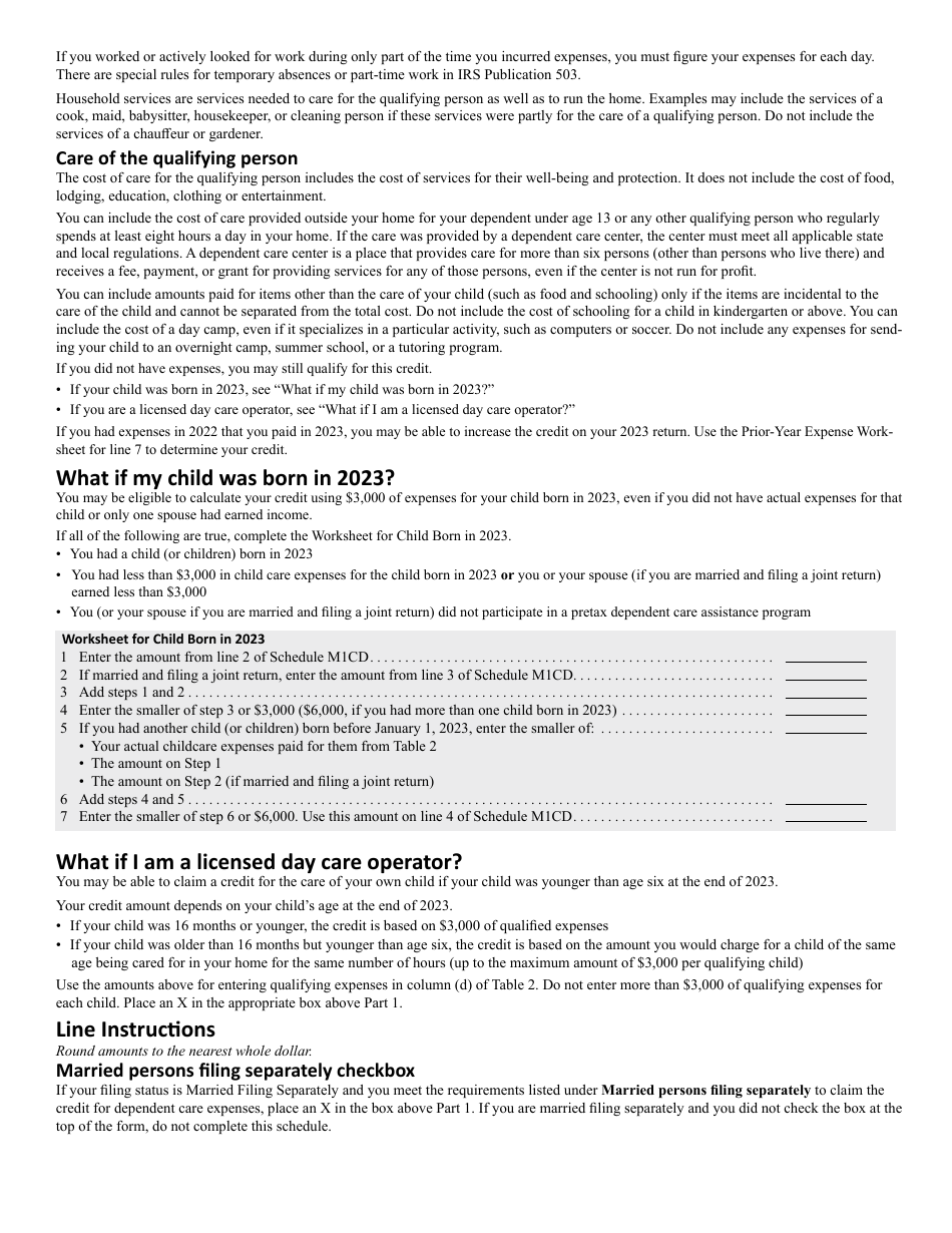 Schedule M1CD Child and Dependent Care Credit - Minnesota, Page 4