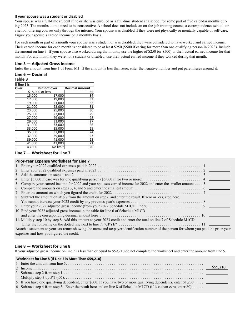 Schedule M1CD Child and Dependent Care Credit - Minnesota, Page 6