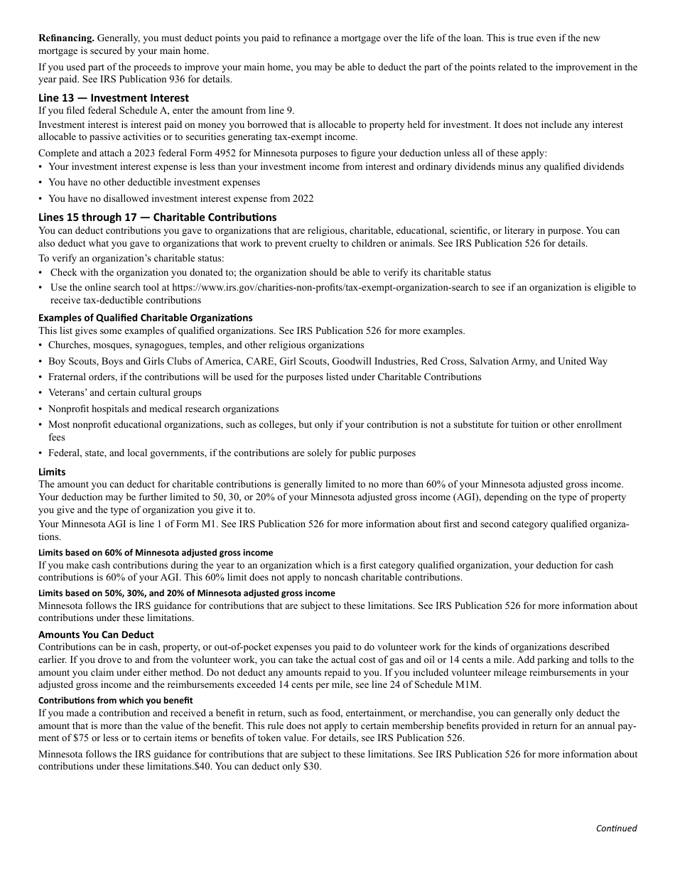 Schedule M1SA Download Fillable PDF or Fill Online Minnesota Itemized