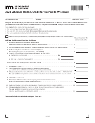 Schedule M1RCR Credit for Tax Paid to Wisconsin - Minnesota