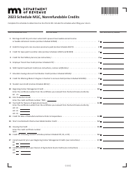 Schedule M1C Nonrefundable Credits - Minnesota