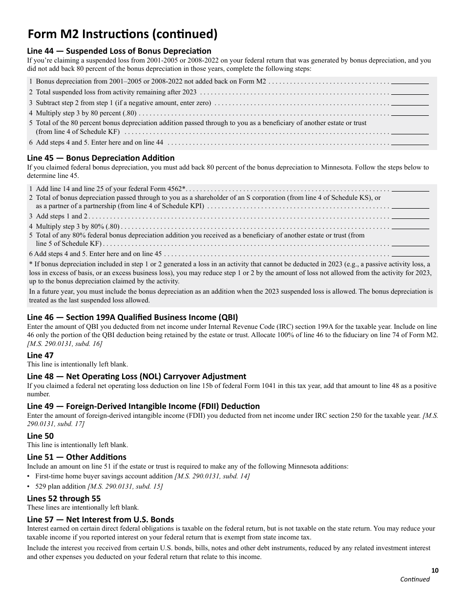 Download Instructions for Form M2 Income Tax Return for Estates and ...