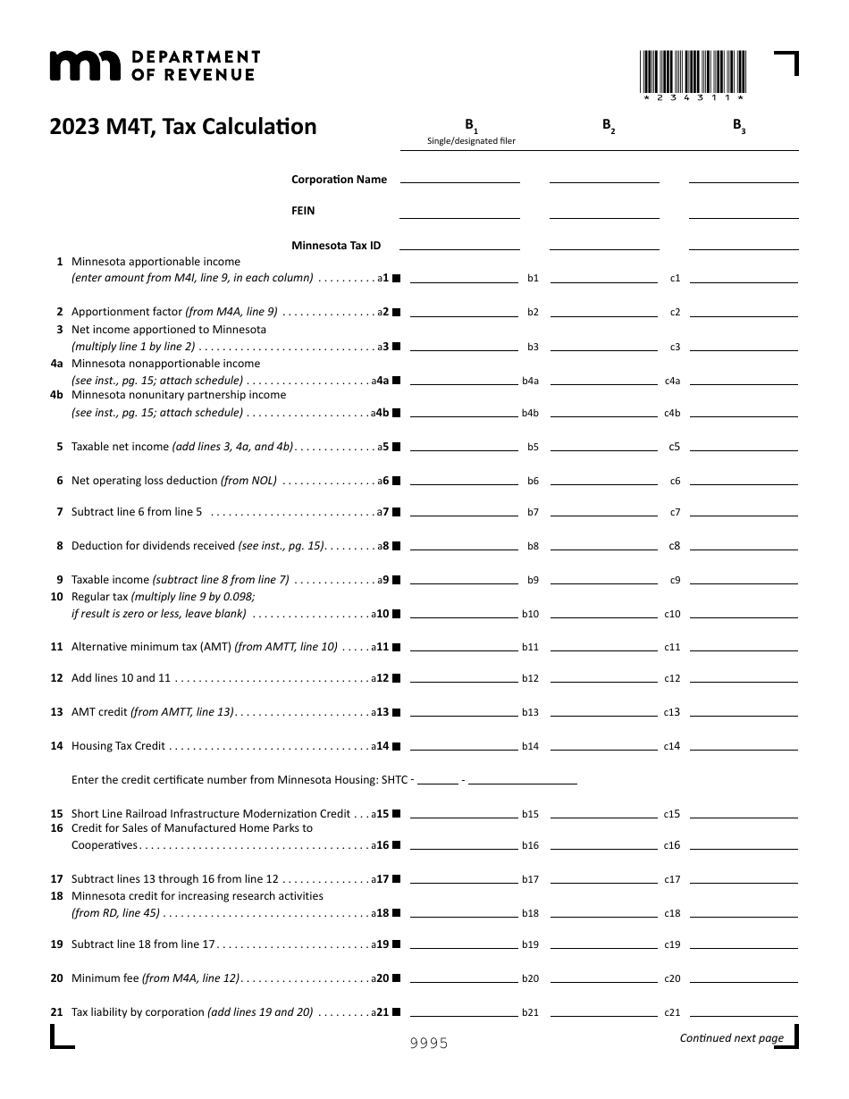 Form M4 Corporation Franchise Tax Return - Minnesota, Page 6