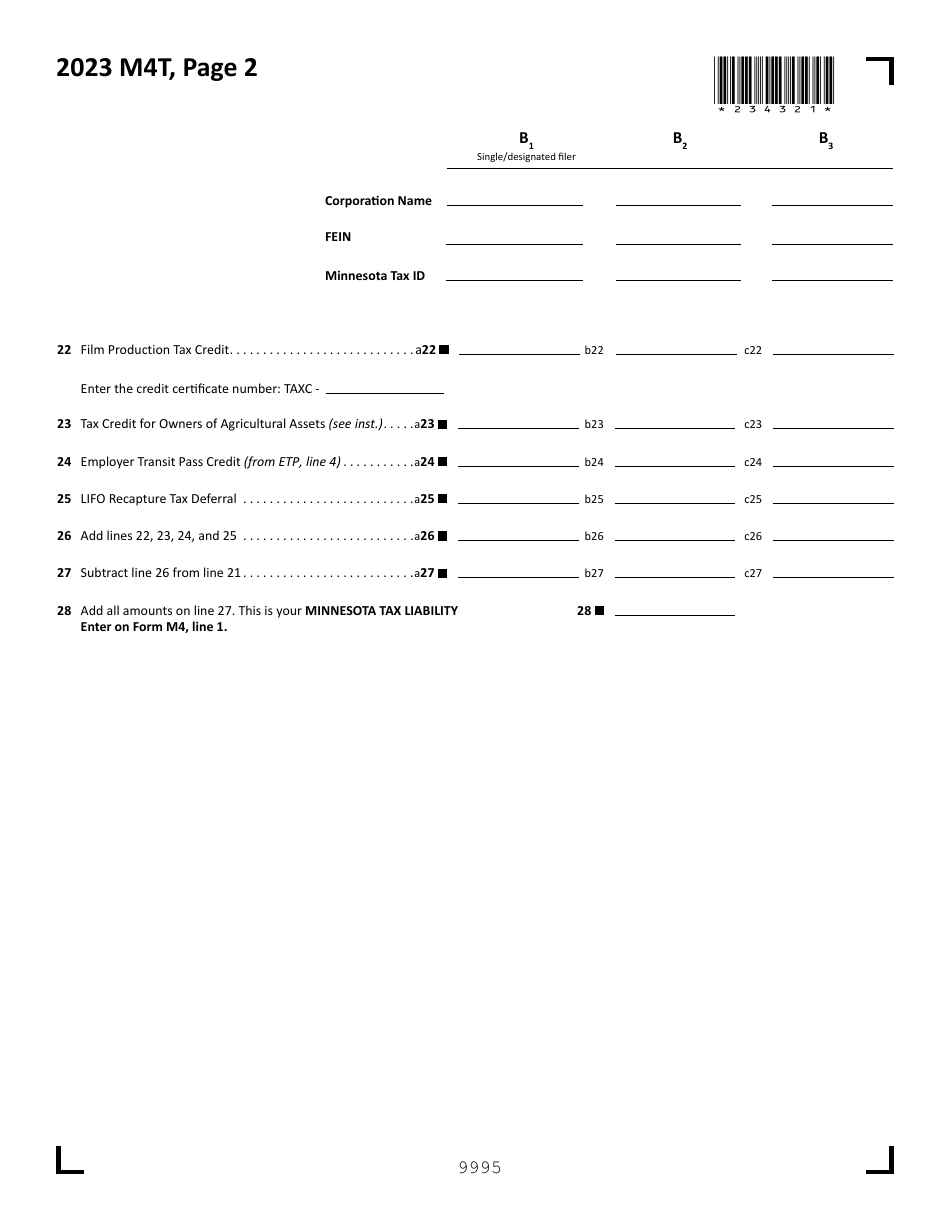 Form M4 Corporation Franchise Tax Return - Minnesota, Page 7