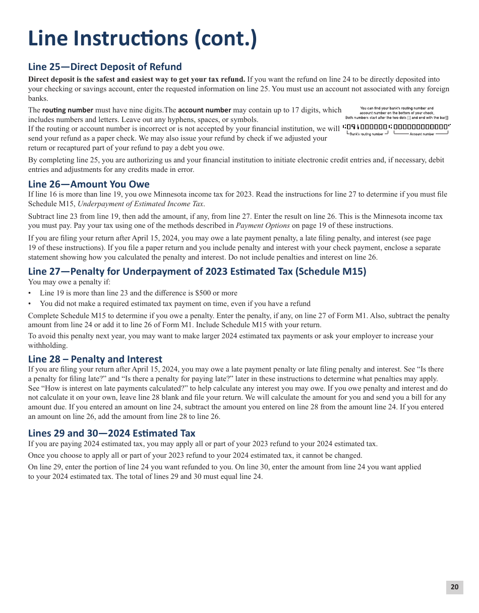 Instructions for Form M1 Schedule M1C, M1CWFC, M1M, M1MA, M1REF, M1SA, M1W - Minnesota, Page 20