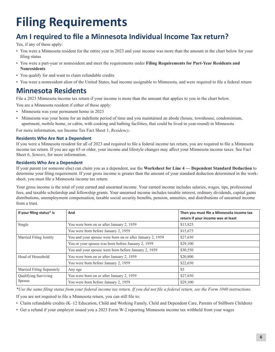 Instructions for Form M1 Schedule M1C, M1CWFC, M1M, M1MA, M1REF, M1SA, M1W - Minnesota, Page 6