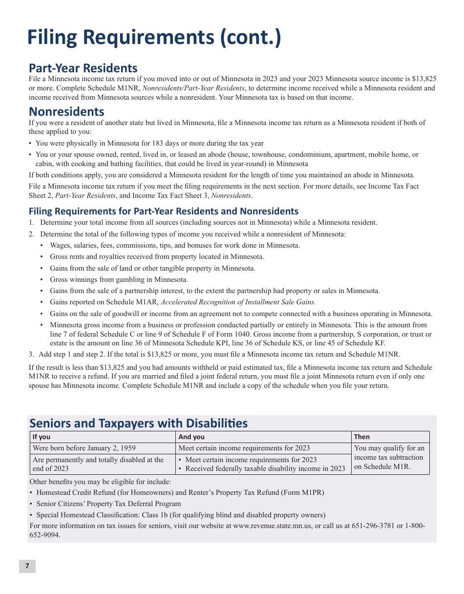 Instructions for Form M1 Schedule M1C, M1CWFC, M1M, M1MA, M1REF, M1SA, M1W - Minnesota, Page 7