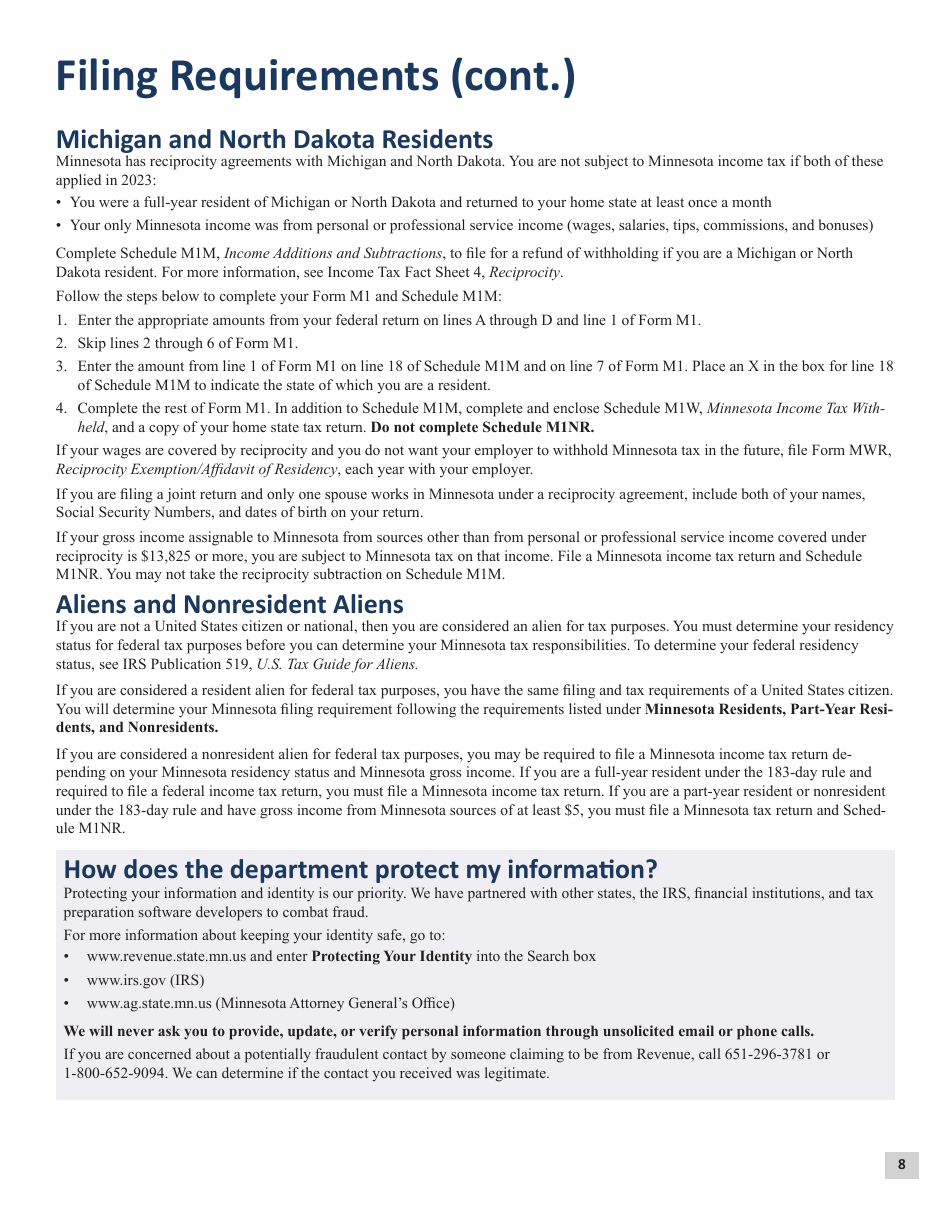 Instructions for Form M1 Schedule M1C, M1CWFC, M1M, M1MA, M1REF, M1SA, M1W - Minnesota, Page 8