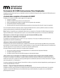 Instrucciones para Formulario W-4MN Minnesota Withholding Allowance/Exemption Certificate - Minnesota (Spanish)