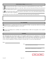 Form 647 Certificate of Conversion of a Foreign Entity Converting to a Texas Filing Entity - Texas, Page 6