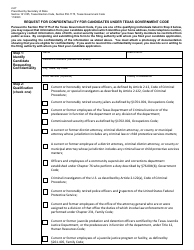 Document preview: Form 2-67 Request for Confidentiality for Candidates Under Texas Government Code - Texas (English/Spanish)
