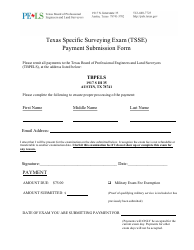 Document preview: Texas Specific Surveying Exam (Tsse) Payment Submission Form - Texas