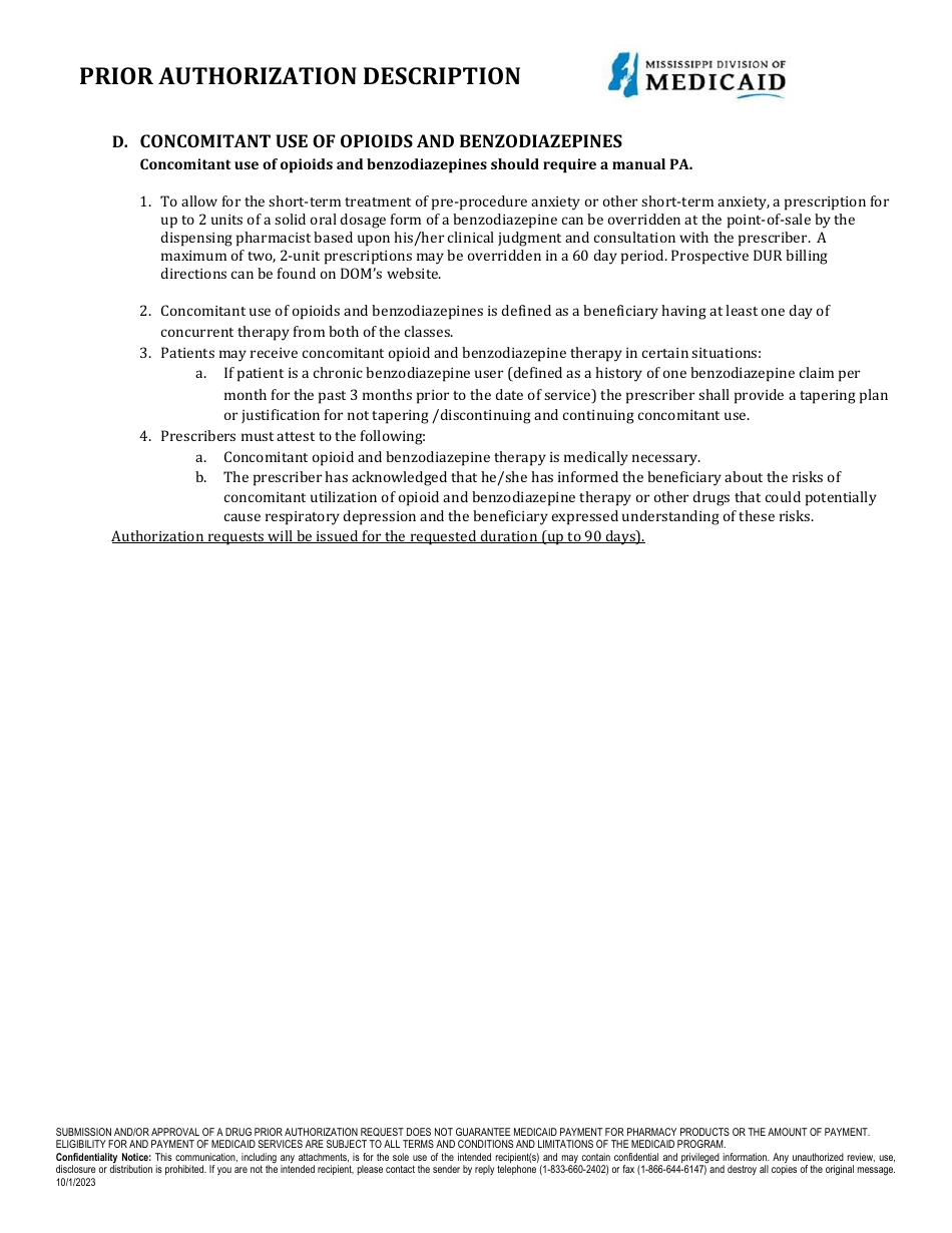 Prior Authorization Packet - Opioid - Mississippi, Page 4