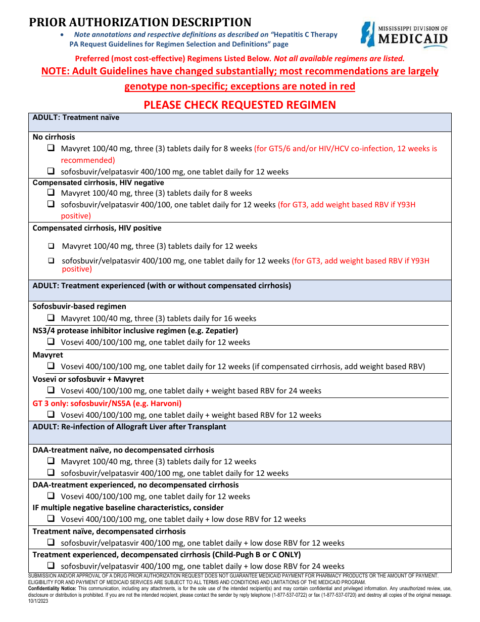 Prior Authorization Packet - Hepatitis C Therapy - Mississippi, Page 4