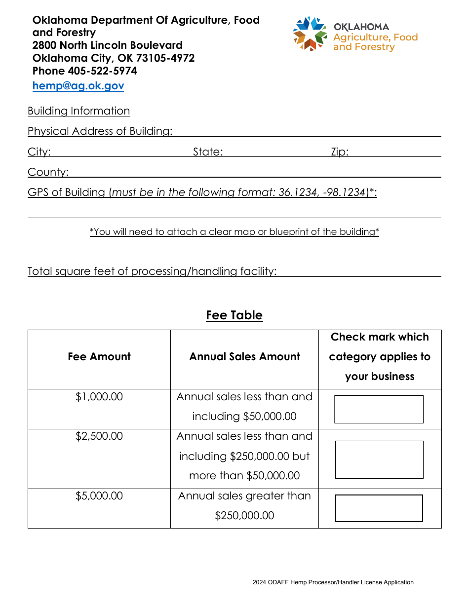 Hemp Processor / Handler License Application - Oklahoma, Page 3