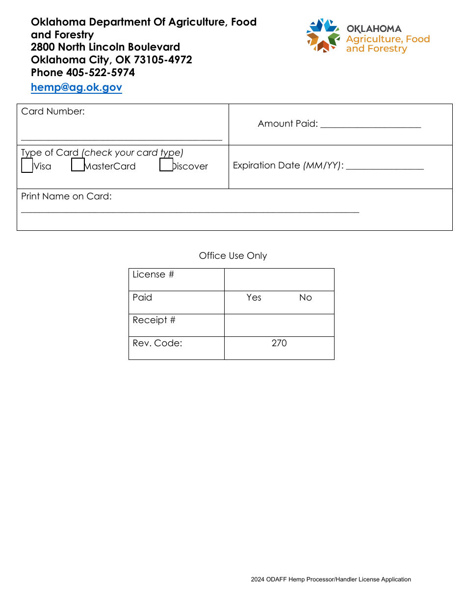 Hemp Processor / Handler License Application - Oklahoma, Page 6