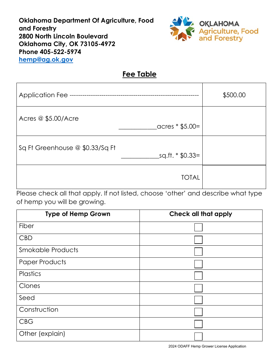 Hemp Grower License Application - Oklahoma, Page 4
