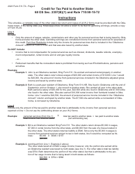 Form 511-TX Credit for Tax Paid to Another State - Oklahoma, Page 2