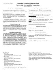 Form OW-8-ESC Oklahoma Corporate, Fiduciary and Partnership Estimated Tax Worksheet for Corporations, Partnerships and Ttusts - Oklahoma, Page 2